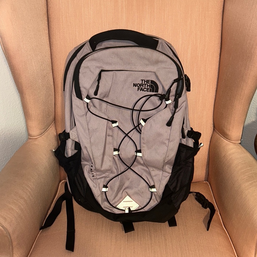 Purple and Black North face backpack